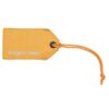 Back of yellow recycled luggage tag for sustainable travel gear