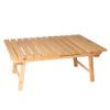 View of foldable, eco-friendly wood travel table for camping, picnic and other outdoor use