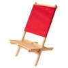 Sustainable wood, folding travel chair with red back