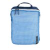 Front view of blue clean dirty packing cube from recycled materials for sustainable travel