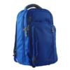 The Rolling Mobile Pro Backpack, shown here in blue, is a backpack that converts to a rolling bag with sturdy inline skate wheels, and is made from 100% recycled fabric.