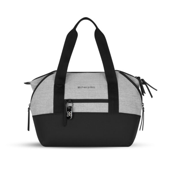 This is the Sherpani Eclipse Convertible Travel Bag from a frontal view in the sterling color.