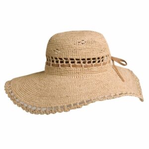 This is the natural colored Amy Summer Raffia Hat. The wide brim offers sun protection and the vented crown allows for cool air flow. This hat only comes in one color and one size.