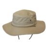 This is the Aussie Surf Organic Cotton hat. It comes in one color, khaki. It's offered in 5 sizes: small, medium, large, x-large, xx-large. The wide brim offers great sun protection. The hat can get wet and dry naturally. It packs flat for travel.